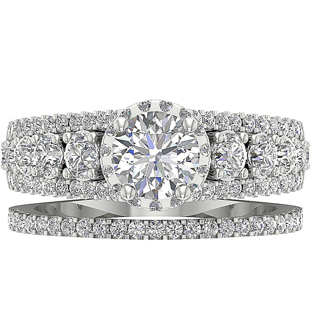 Genuine Diamond 14K Solid Gold Bridal Wedding Ring Prong Set I1 G 3.05 Carat 8.90 MM