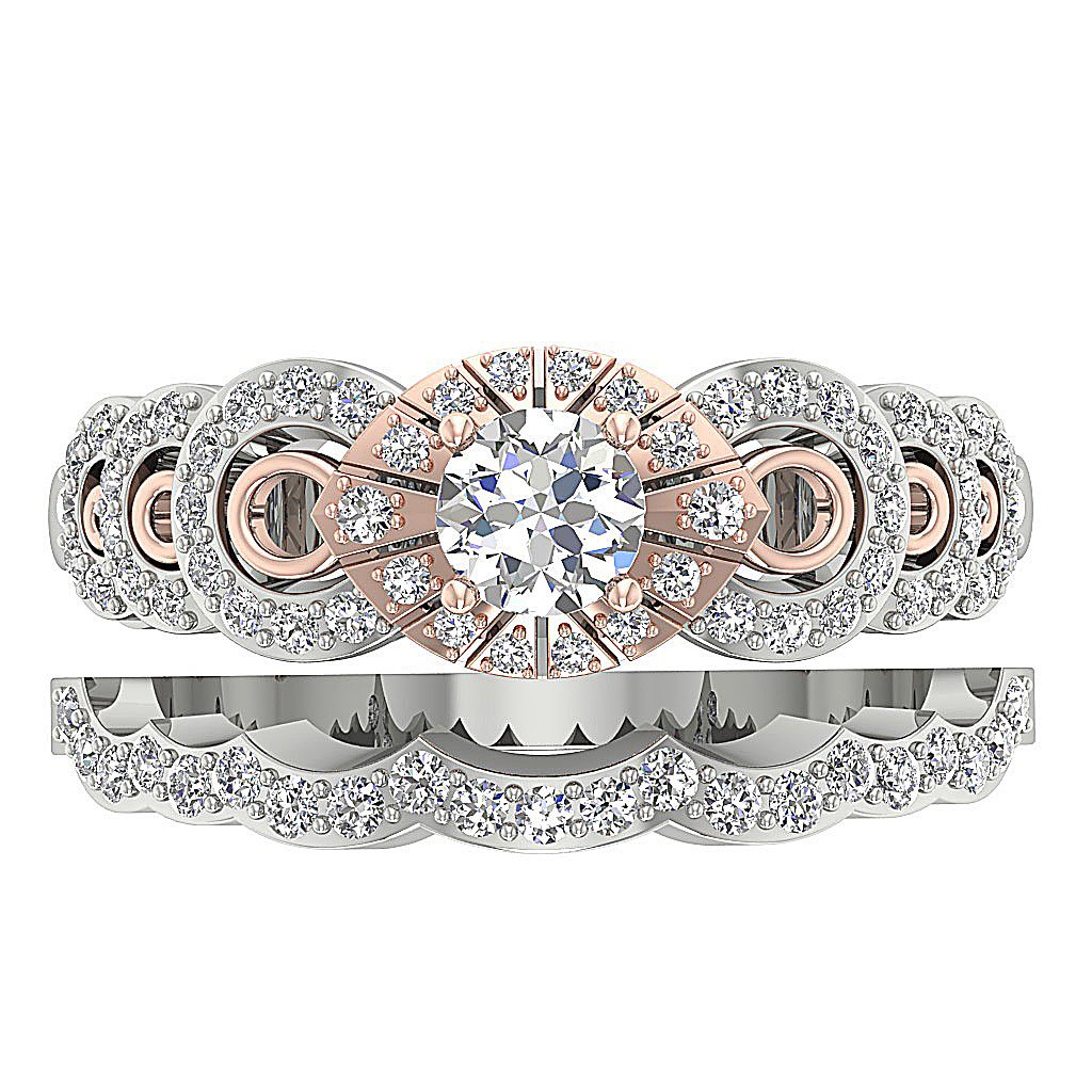 Diamond For Good Jewelers Wedding Bands Set SI1 G 0.80 Carat Round Diamond 14K Gold
