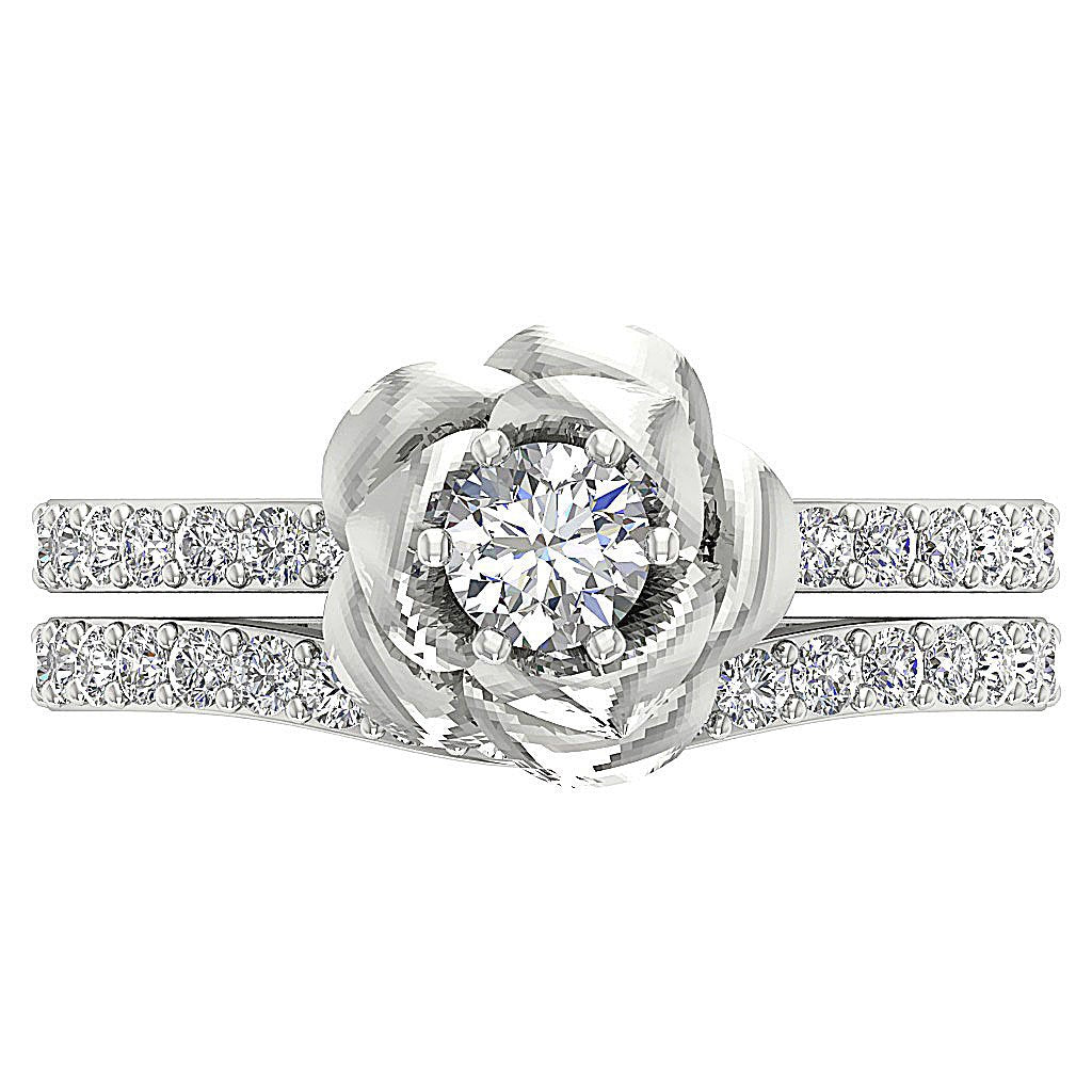 Flower Engagement Ring Wedding Band Set I1 G 1.10 Ct Natural Diamond 14K Gold