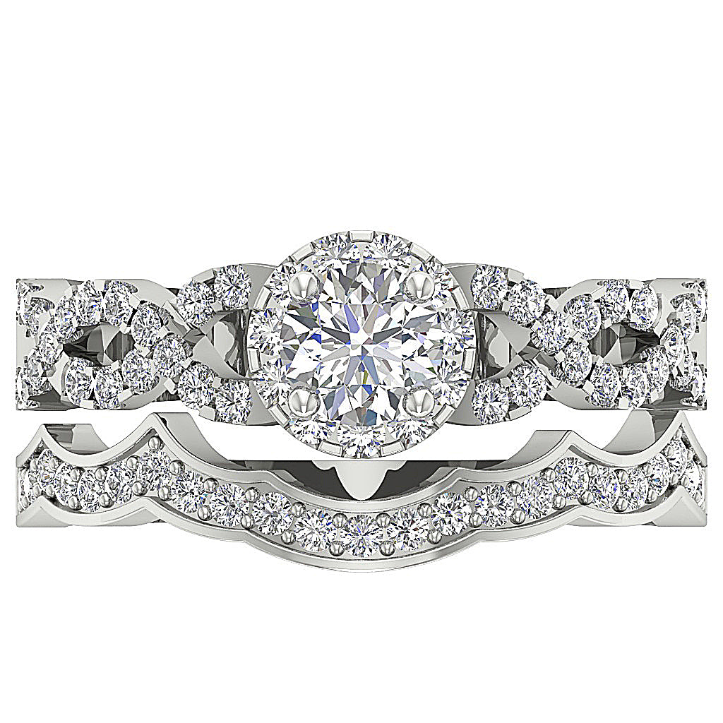 TopViewRoundDiamondBridalRingSet