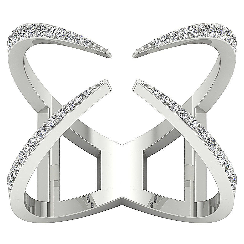 16.90 MM Designer Engagement Ring Natural Diamond I1 G 0.50 Ct 14K White Gold Prong Set