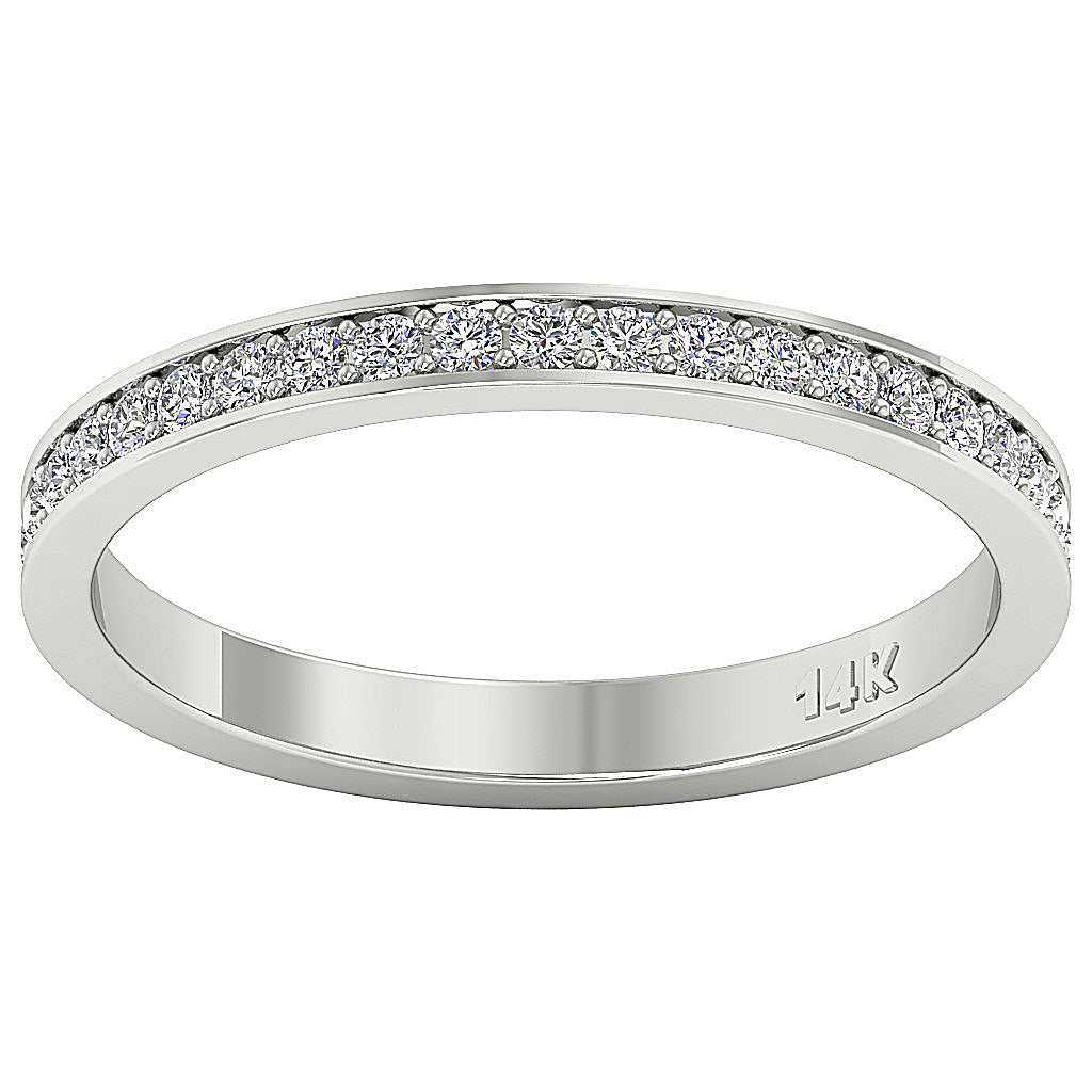 Anniversary Ring Round Diamond I1 G 0.35 Carat 14K Solid Gold Pave Set