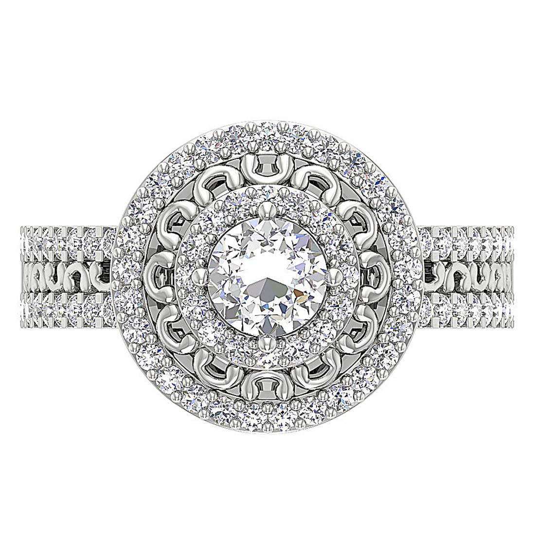 14k Rose Gold Double Halo Vintage Wedding Ring Genuine Diamond SI1 G 1.30 Ct Prong Set