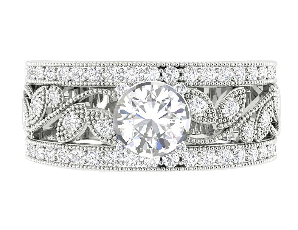 14k Solid Gold Genuine Diamond SI1 G 2.10 Carat Designer Engagement Ring