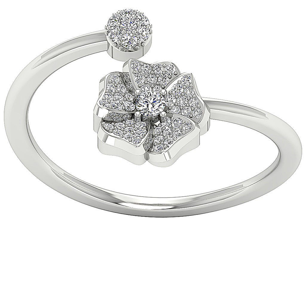 Open Flower Design Prong Set Wedding Ring I1 G 0.30 Ct 14k White Yellow Rose Gold