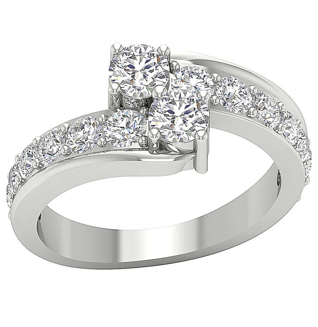 Prong Set Forever Us Two Stone Solitaire Anniversary Ring I1 G 2.10 Ct Round Diamond 14k Rose Gold