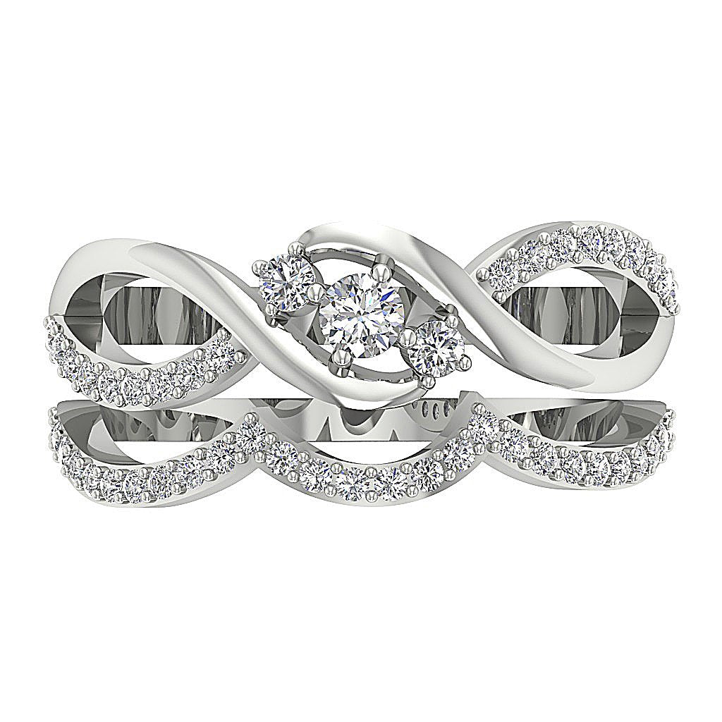3 Stone Matching Wedding Band Sets 14k Gold SI1 G 0.60 Ct Genuine Diamond