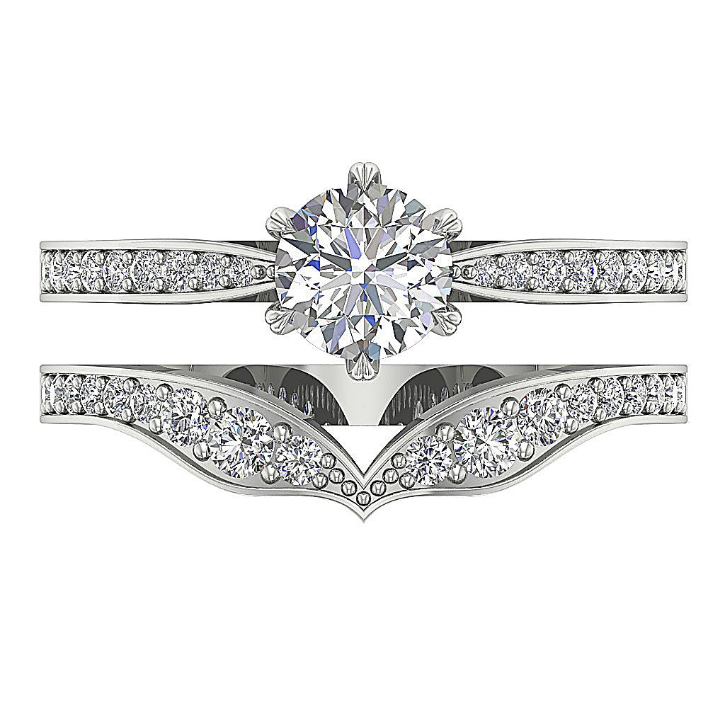 6 Prong Solitaire Engagement Ring Wedding Band Sets I1 G 1.35 Ct Genuine Diamond