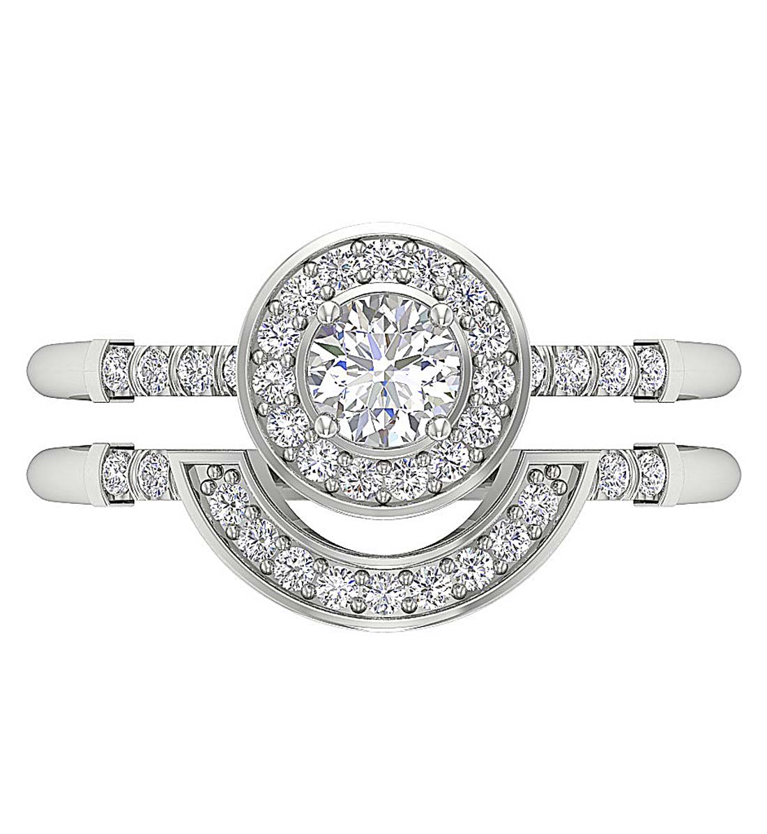 Diamond Halo Engagement Ring And Wedding Band Set I1 G 0.90 Carat 14k Gold
