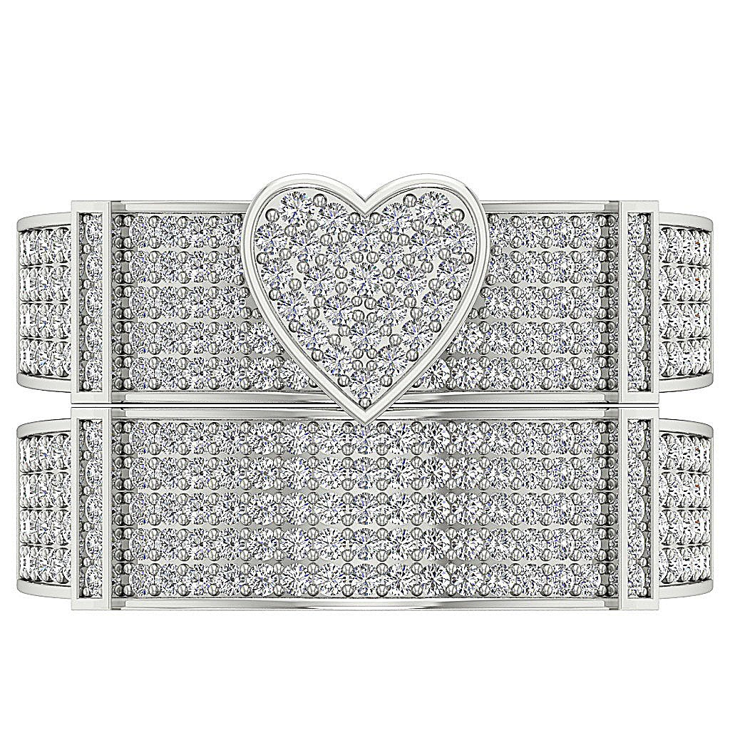 Heart Wedding Rings Bridal Set SI1 G 1.25 Carat Genuine Diamond 14k Gold