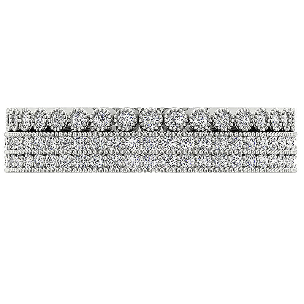 Natural Diamond I1 G 1.20 Ct Eternity Engagement Ring Prong Bezel Set 14k White Gold