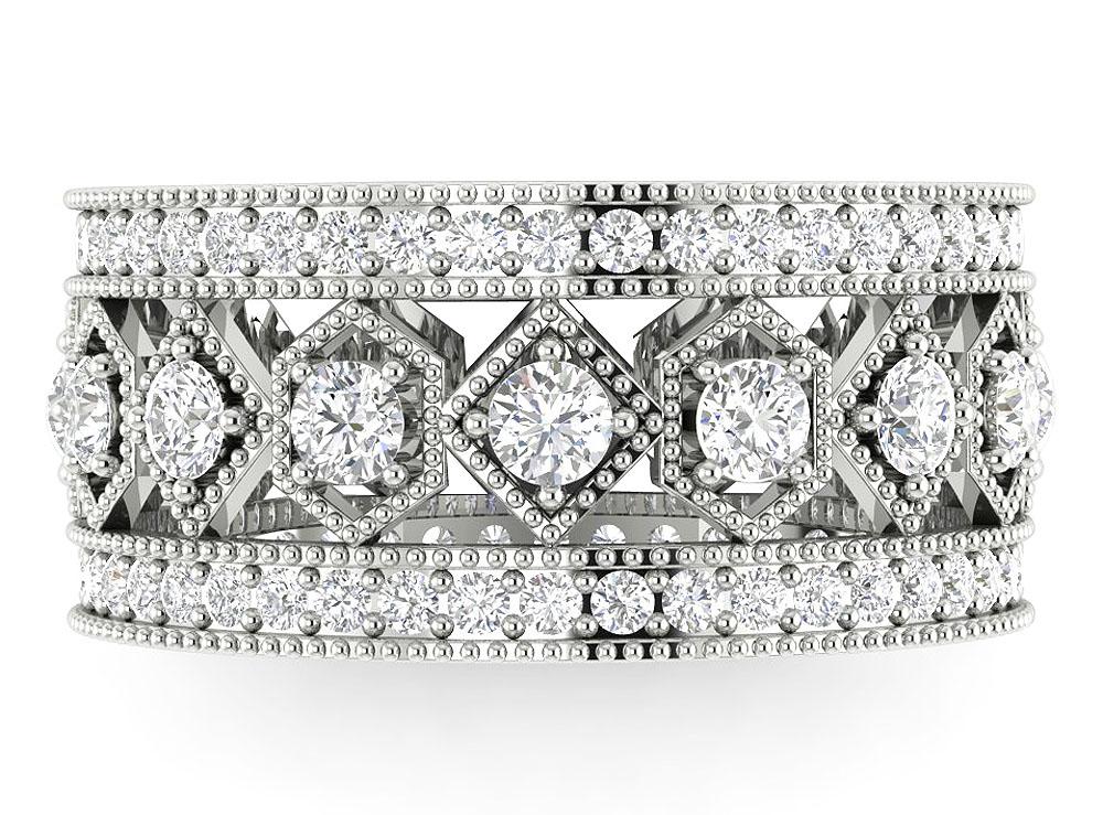 Natural Diamond I1 G 2.25 Ct 14k White Gold Eternity Engagement Ring Prong Set 9.80 MM