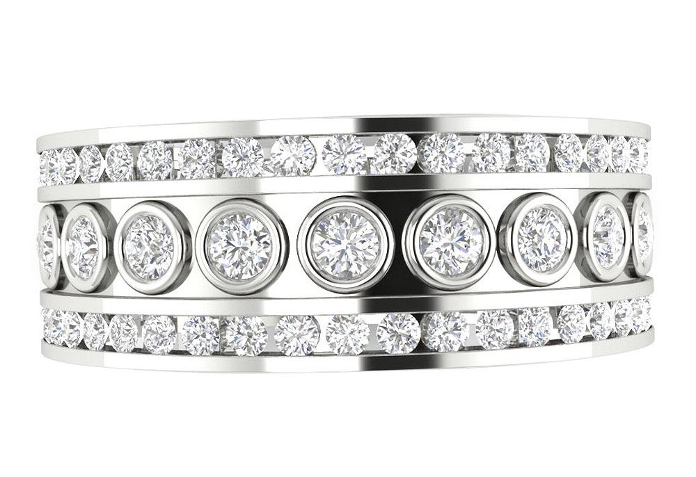 Eternity Anniversary Ring Round Diamond Bezel Channel Set 14k Solid Gold SI1 G 1.75 Ct