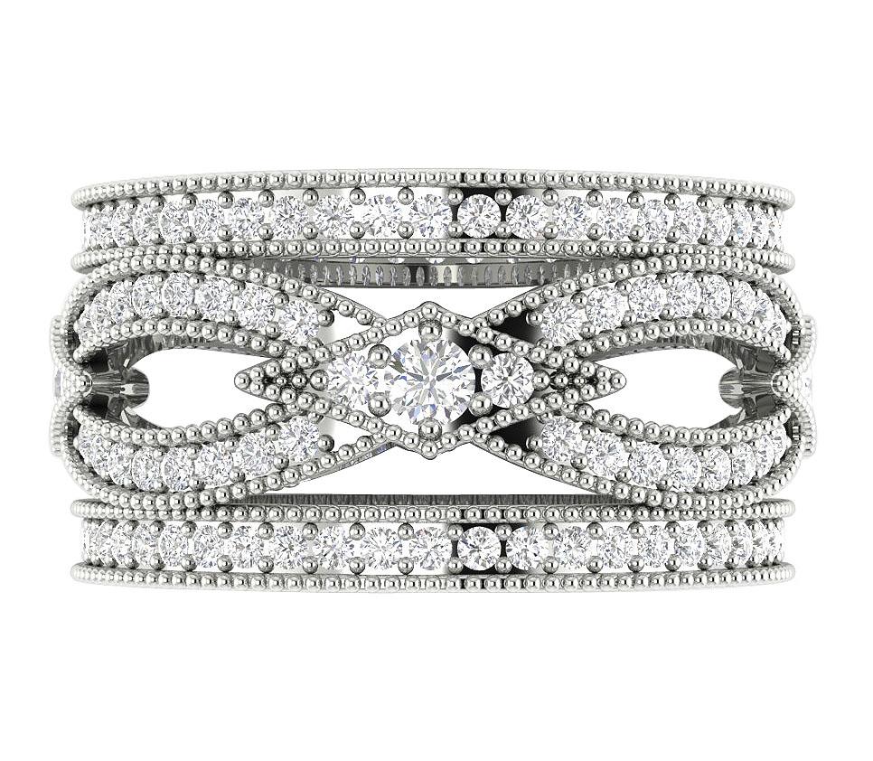 SI1 G 2.25 Ct Round Diamond 14k Solid Gold Designer Wedding Eternity Ring