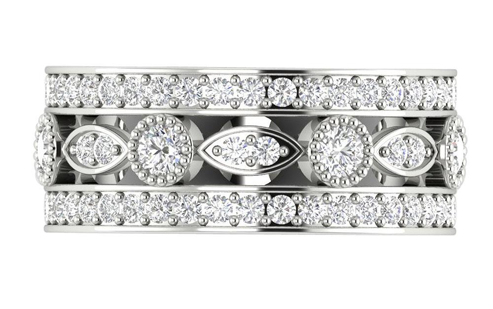 I1 G 2.25 Ct Genuine Diamond 14k Solid Gold Designer Engagement Eternity Ring