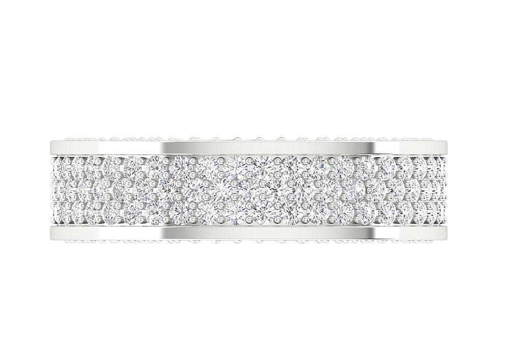 SI1 G 3.25 Ct 14k White Yellow Rose Gold Genuine Diamond Triple Row Eternity Wedding Ring Prong Set