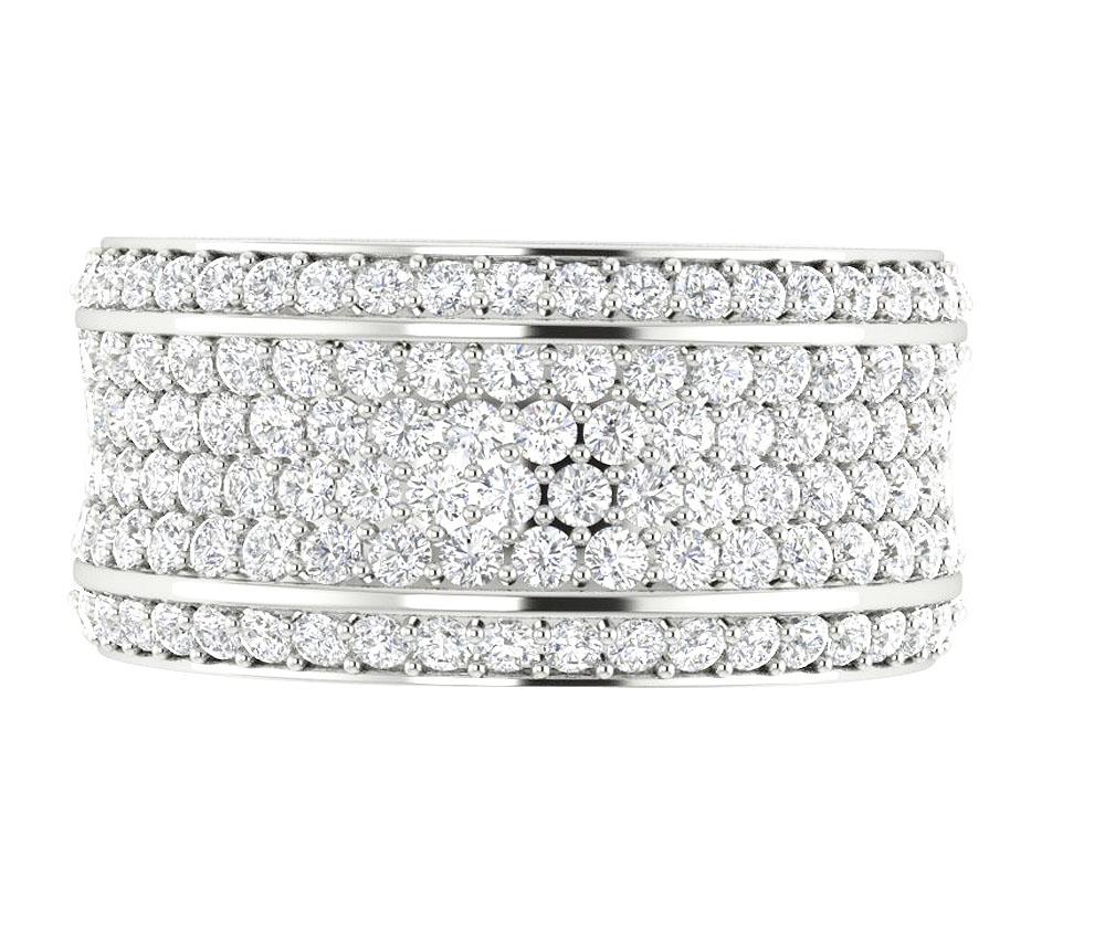 9.65 MM Six Row Eternity Anniversary Ring 14k Rose Gold Round Diamond I1 G 3.25 Ct Prong Set