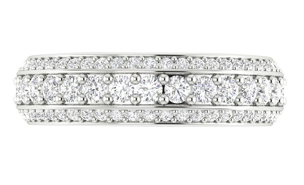 Prong Set 14k White Yellow Rose Gold Round Diamond I1 G 2.25 Ct Eternity Anniversary Ring