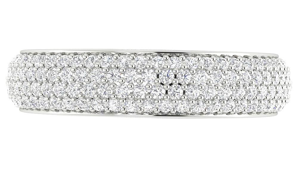 Genuine Diamond Prong Set Four Row Eternity Wedding Ring 14k White Yellow Rose Gold I1 G 1.75 Ct