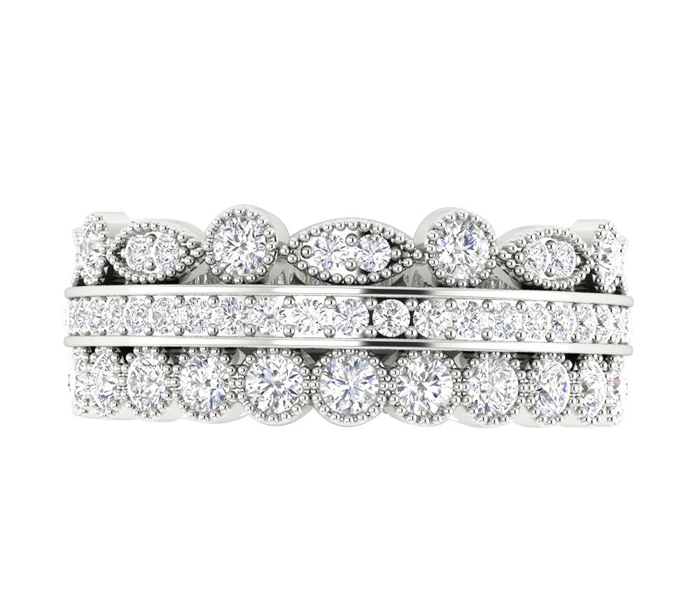 I1 G 2.00 Ct Natural Diamond 14k Solid Gold Designer Wedding Eternity Ring