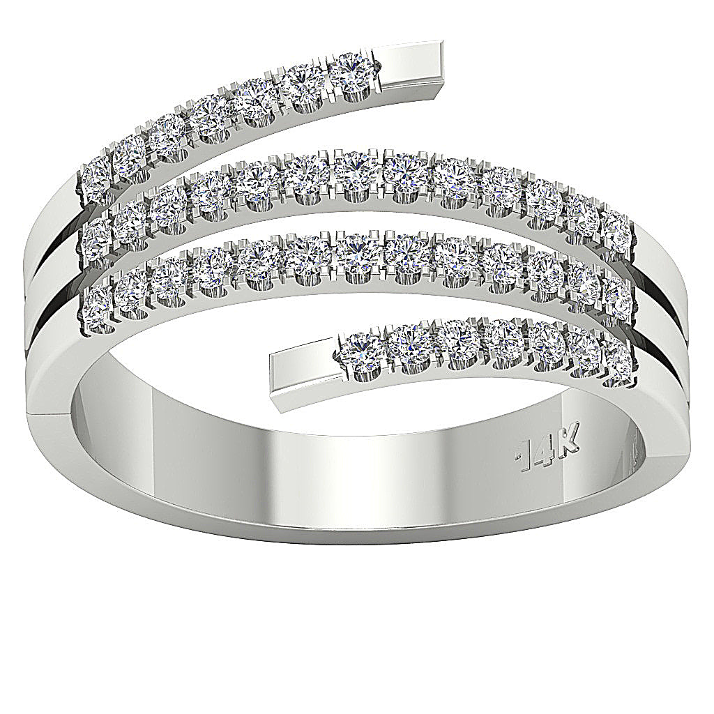 Wedding Ring Genuine Diamond SI1 G 0.60 Ct 14K White Gold Pave Set