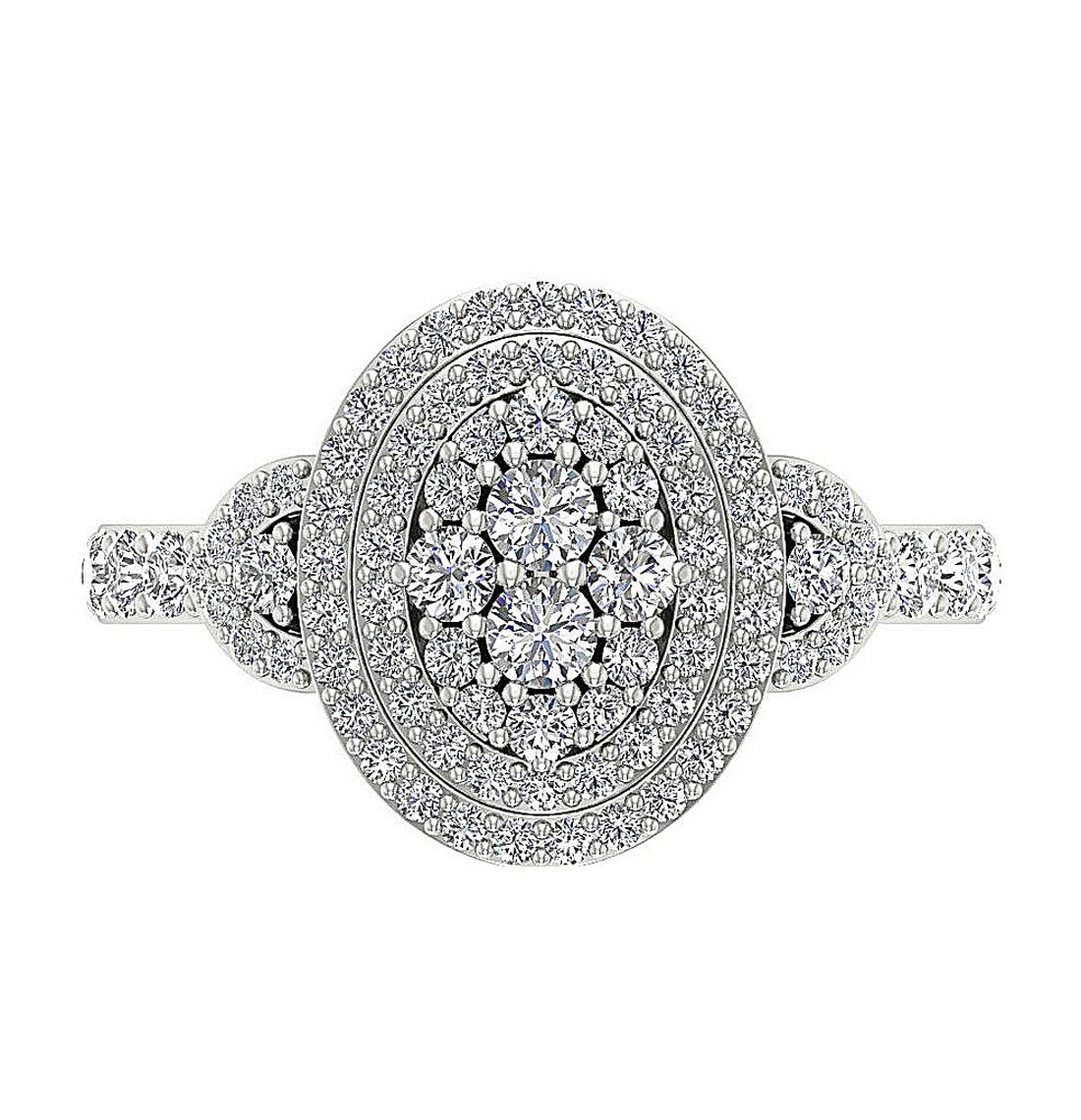 Designer Right Hand Anniversary Ring Round Diamond SI1 G 1.50 Ct 14k Yellow Gold Prong Set