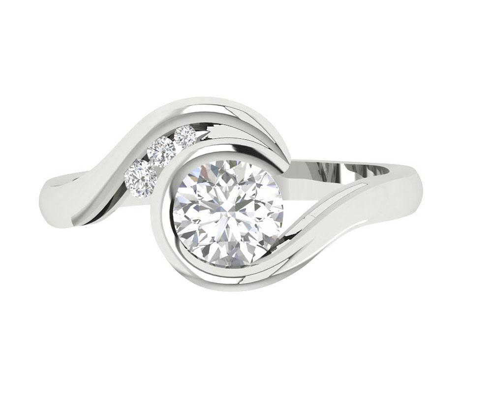 Bezel Channel Set 14k White Yellow Rose Gold Solitaire Engagement Ring Natural Diamond I1 G 0.90 Ct
