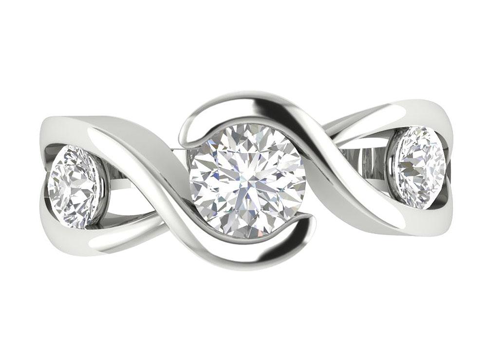 Bezel Set Three Stone Engagement Ring Natural Diamond I1 G 1.80 Ct 14k White Yellow Rose Gold