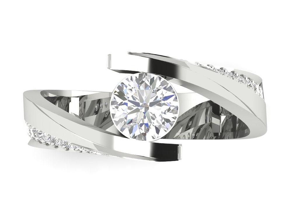 I1 G 1.00 Ct Designer Solitaire Engagement Ring Natural Diamond 14k White Gold Prong Bar Set