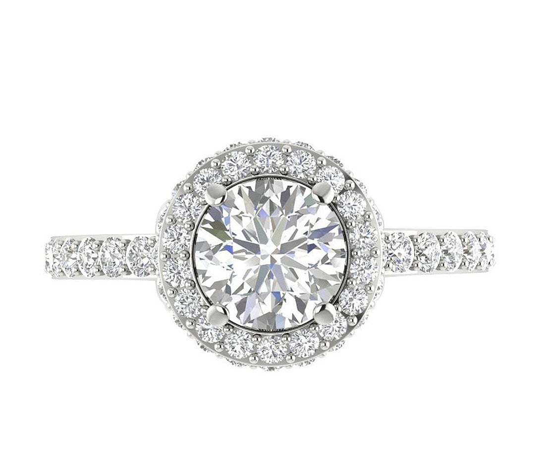 I1 G 1.90 Ct Halo Solitaire Engagement Ring Natural Diamond 14k Yellow Gold Prong Set