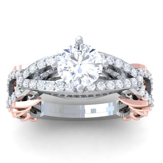 Natural Diamond Vintage Engagement Ring SI1 G 2.00 Carat 14k Two Tone Gold Prong Set