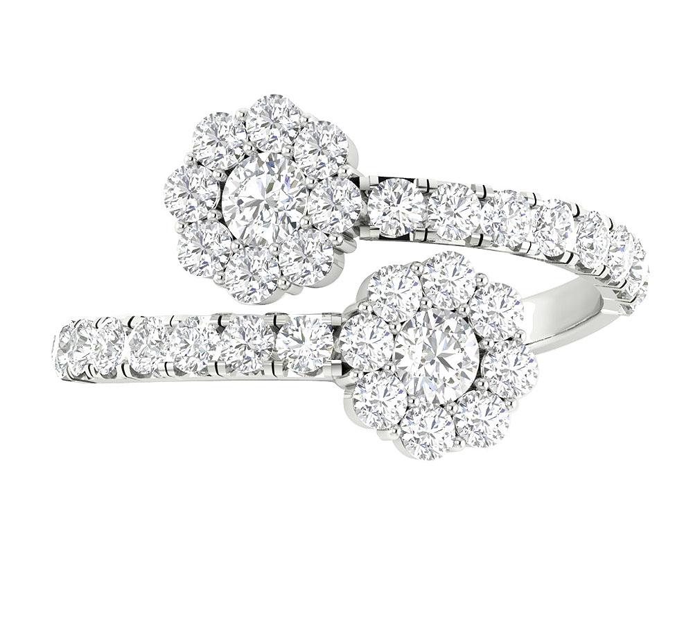 Natural Diamond 14k White Gold Forever Us Two Stone Engagement Ring SI1 G 1.75 Ct Prong Set