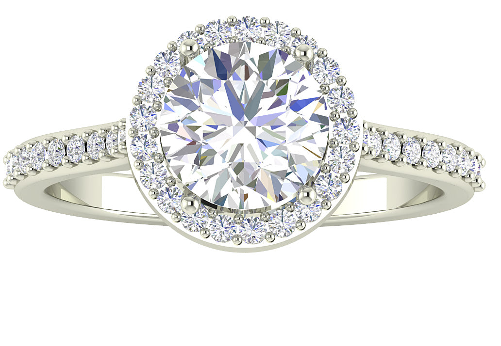 I1 G 1.90 Ct Genuine Round Cut Diamond 14K Rose Gold Prong Set Solitaire Halo Engagement Ring