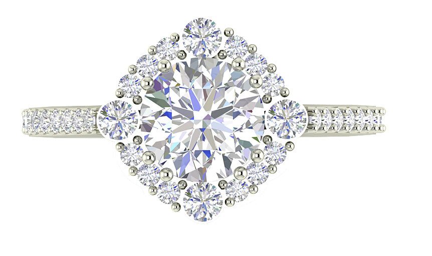 Designer Solitaire Halo Engagement Ring I1 G 2.20 Ct Round Cut Natural Diamond 14K Solid Yellow Gold
