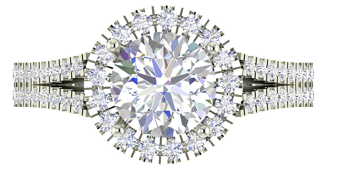 Split Shank Solitaire Halo Engagement Ring I1 G 2.00 Ct Round Diamond 14K Solid Rose Gold