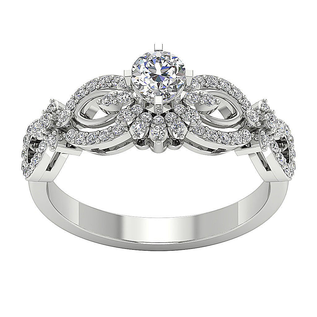 I1 G 0.70 Ct Prong Set 7.80MM 14K Gold Solitaire With Accent Natural Diamond Wedding Designer Ring