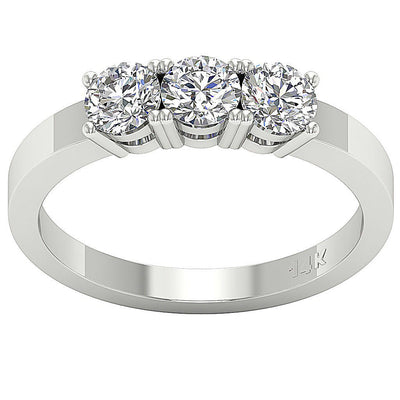 Natural Diamond Three Stone Engagement Ring SI1 G 0.70 Ct 14k Yellow Gold Prong Set