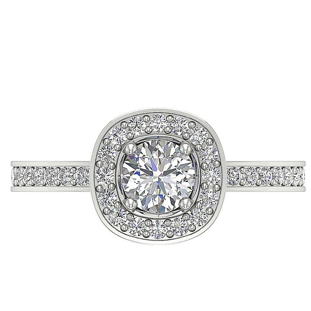 14k Two Tone Gold Halo Solitaire Wedding Ring Genuine Diamond I1 G 1.40 Ct Prong Pave Set
