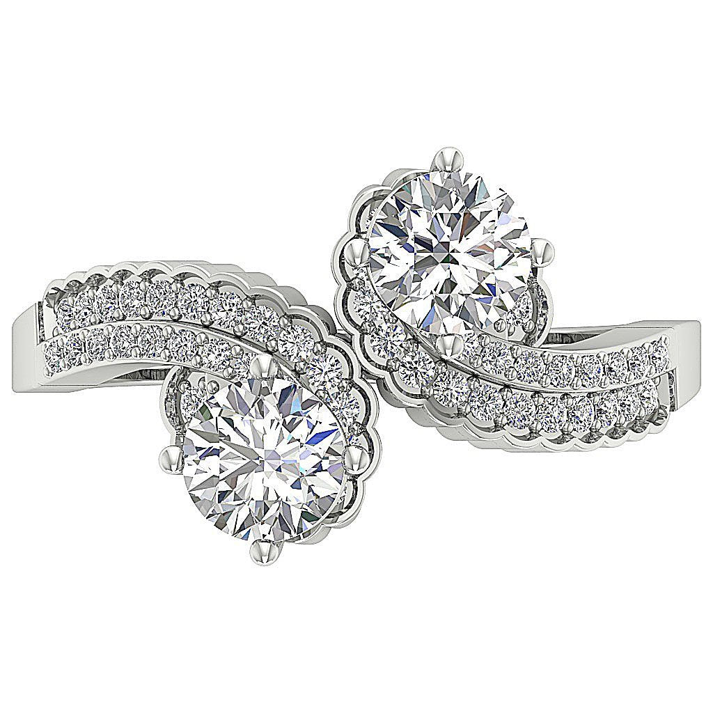 14k Yellow Gold Forever Us Two Stone Engagement Ring Natural Diamond SI1 G 1.50 Ct Prong Set