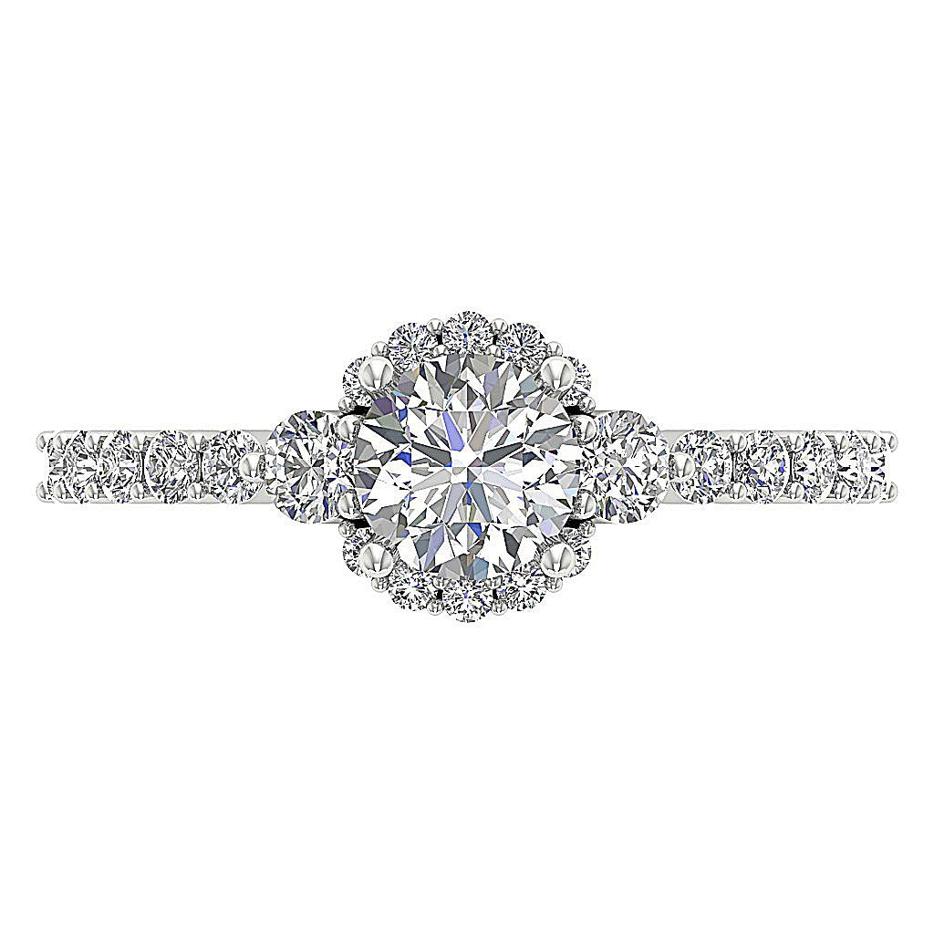 Accent Halo Solitaire Engagement Ring Natural Diamond I1 G 1.50 Ct 14k Yellow Gold Prong Set