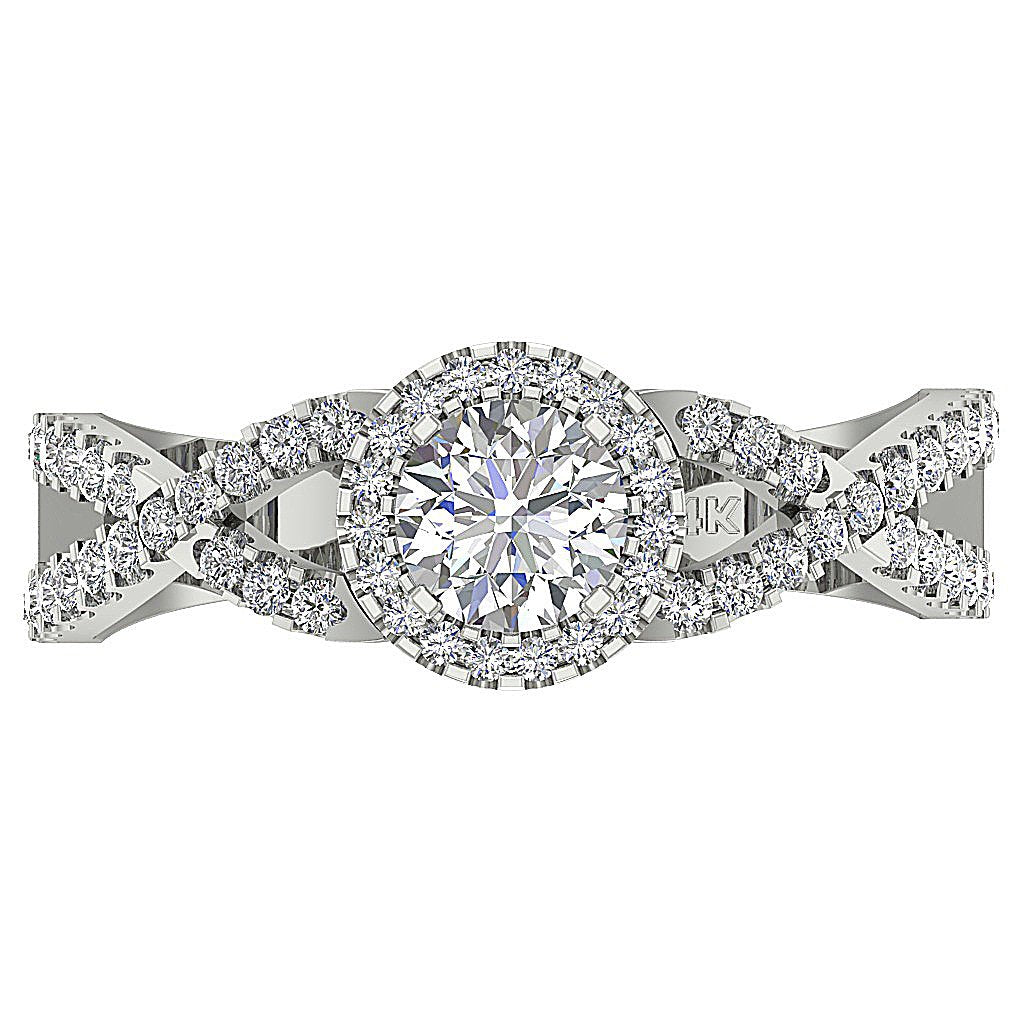 14K White Gold Solitaire Accent Round Diamond Anniversary Ring SI1 G 1.10 Ct Prong Set