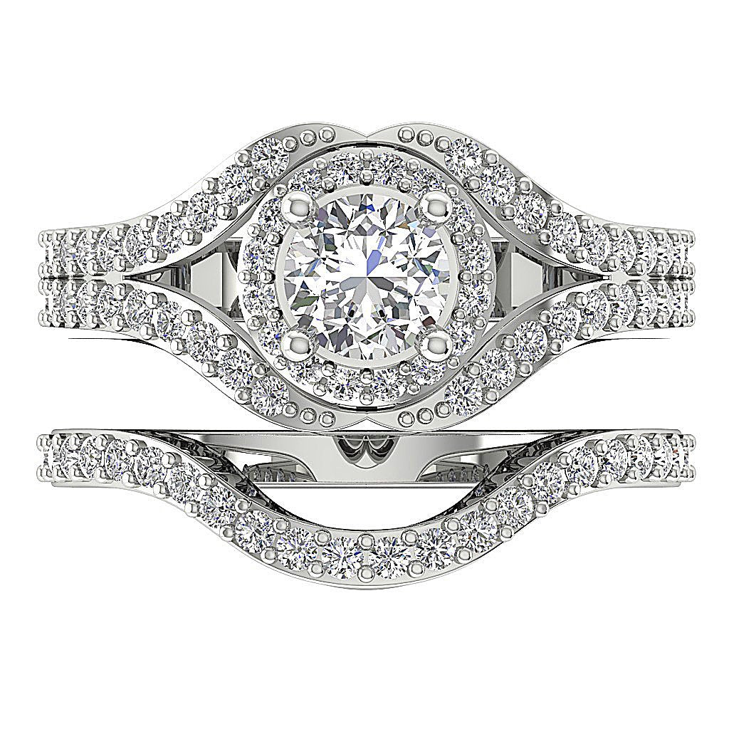 Designer Split Shank Halo Solitaire Wedding Ring SI1 G 1.70 Carat Natural Diamond