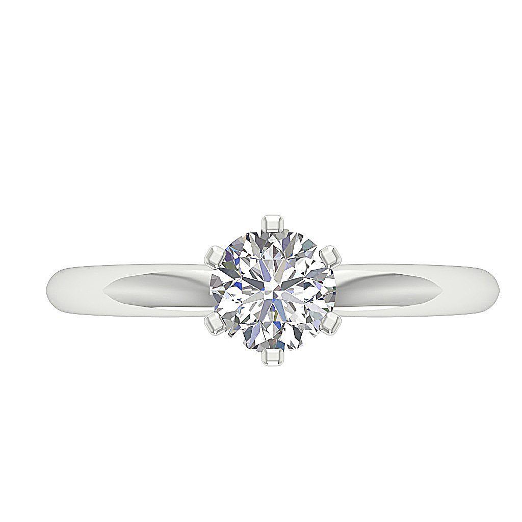 Designer Solitaire Anniversary Ring Round Diamond SI1 G 0.50 Ct 14K White Gold Prong Set