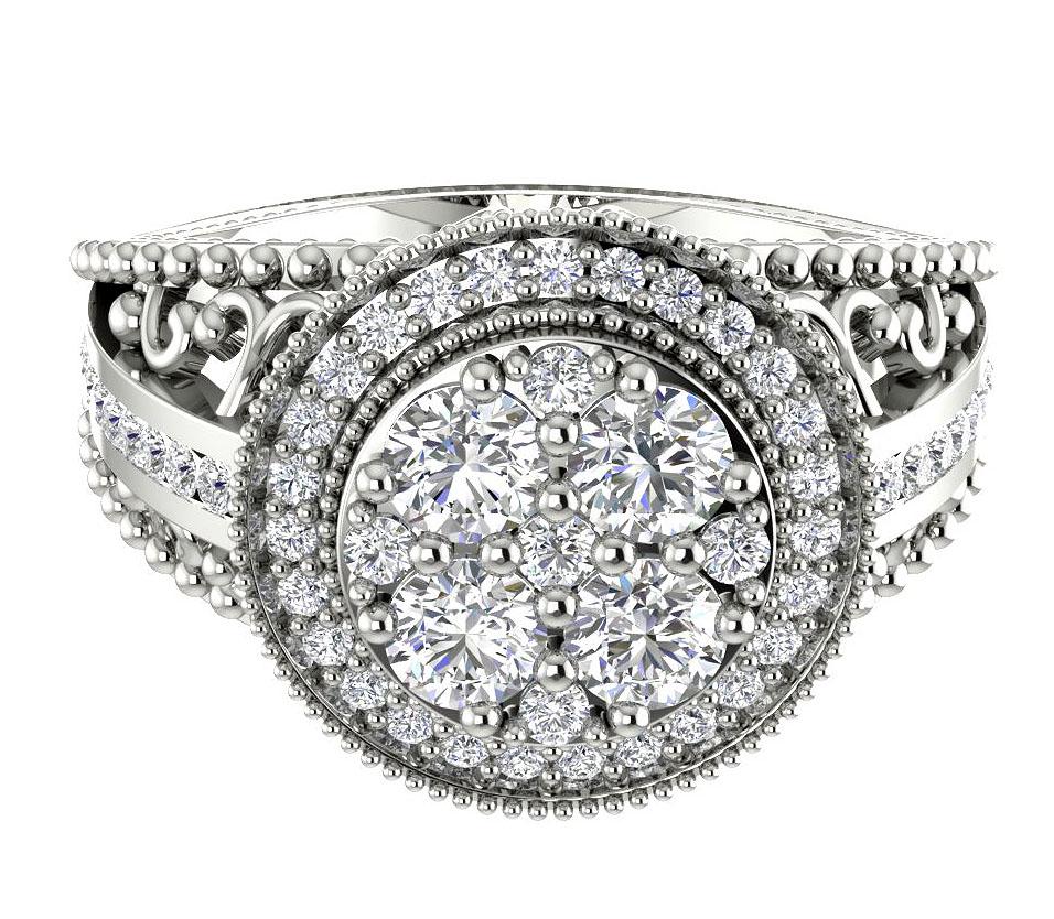 Designer Anniversary Ring Round Cut Natural Diamond 14K Gold I1 G 1.00 Carat