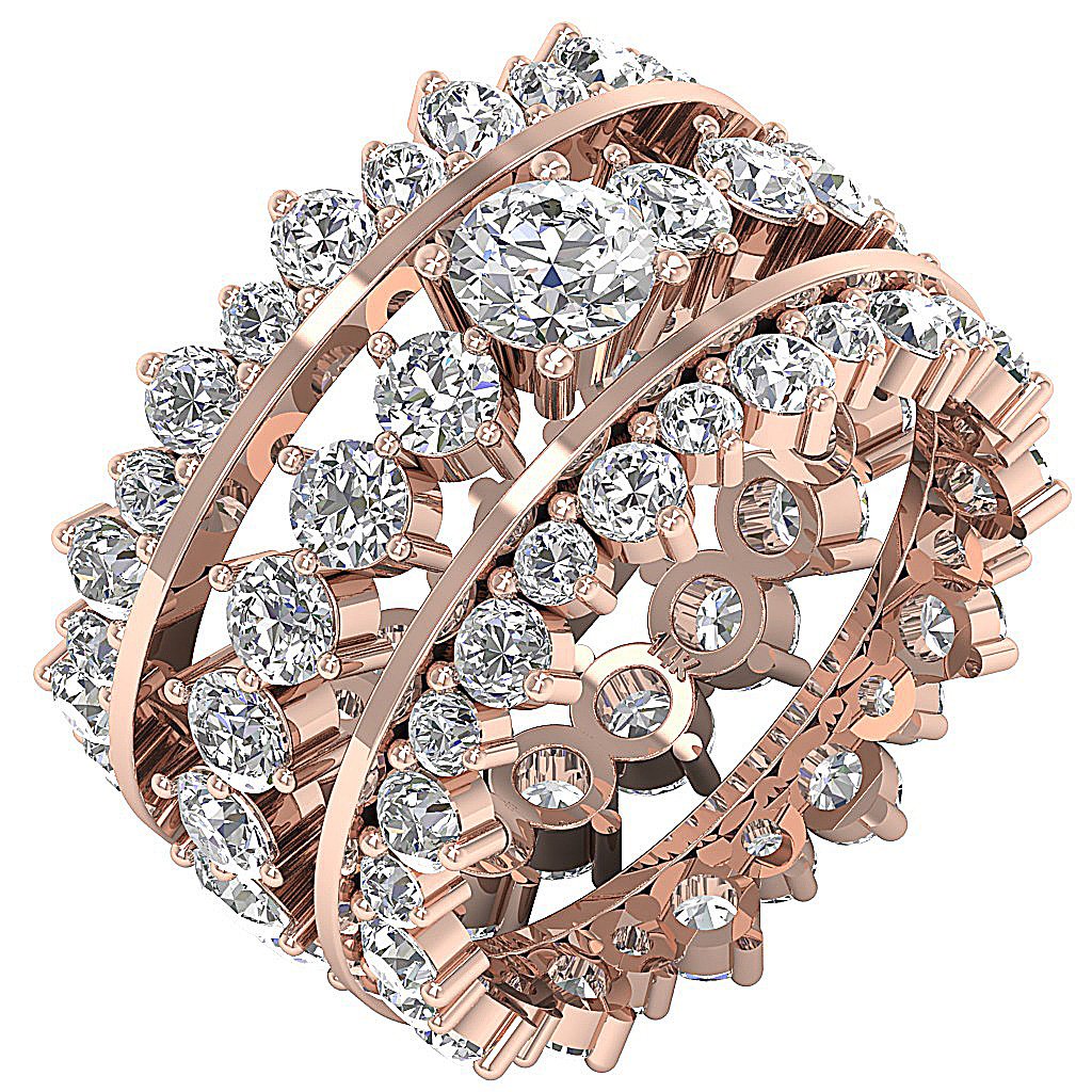 SI1 G 5.60 Ct Eternity Bridle Triple Band Ring Round Cut Diamond
