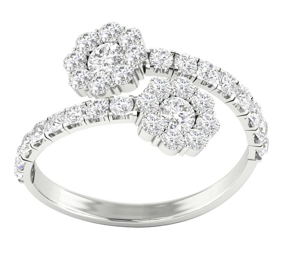 Natural Diamond 14k White Gold Forever Us Two Stone Engagement Ring SI1 G 1.75 Ct Prong Set