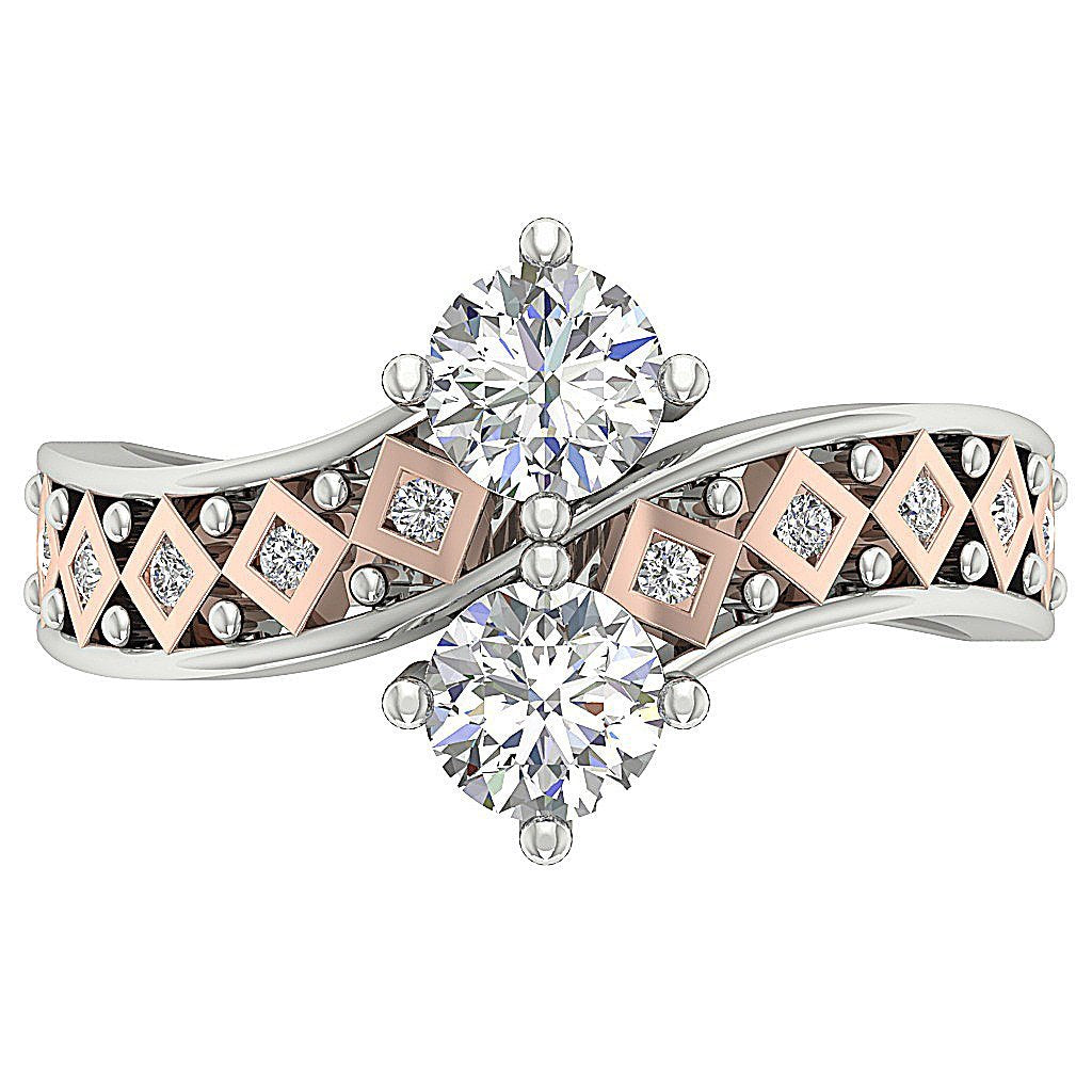 Prong Bezel Set Forever Us Solitaire Two Stone Wedding Ring Genuine Diamond SI1 G 1.15 Ct