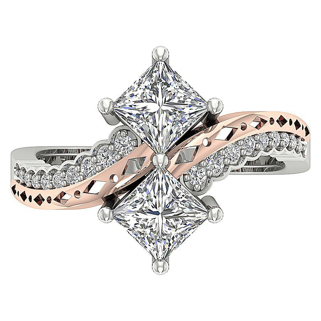 Natural Diamond Forever Us Two Stone Solitaire Engagement Ring I1 G 1.20 Ct Prong Set