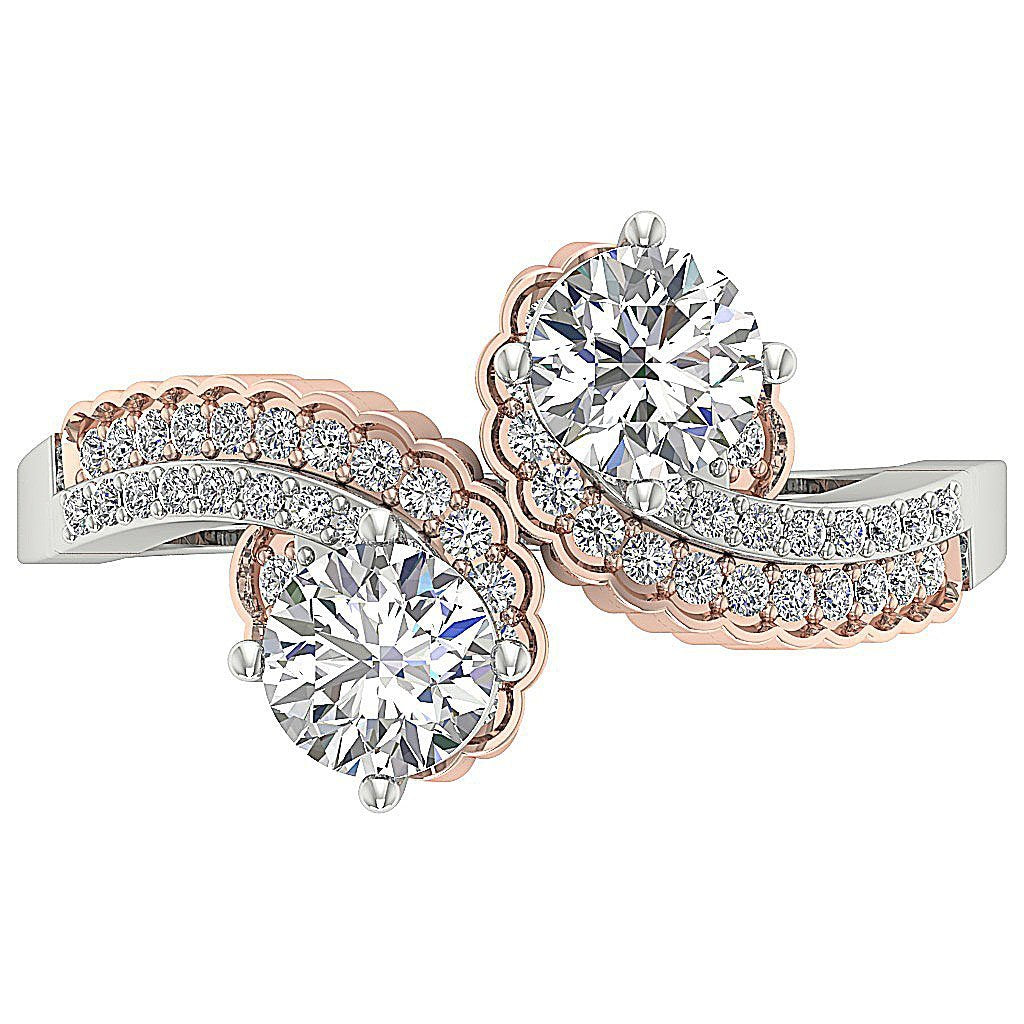 14k Yellow Gold Forever Us Two Stone Engagement Ring Natural Diamond SI1 G 1.50 Ct Prong Set