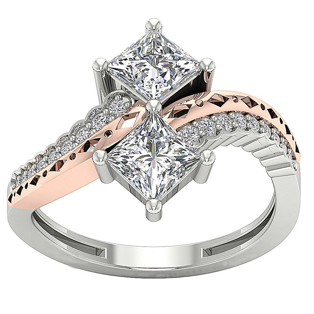 Natural Diamond Forever Us Two Stone Solitaire Engagement Ring I1 G 1.20 Ct Prong Set